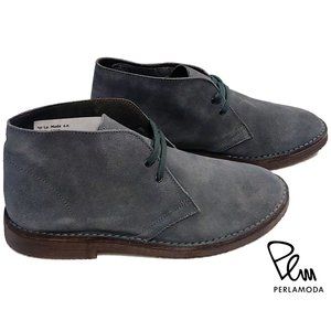 NIB Perlamoda Men's Desert Ankle Boots Suede Leather Lace up Size 41 EUR 8 US